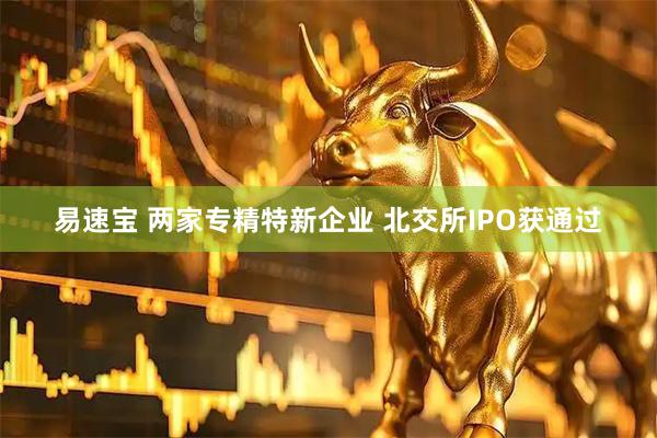 易速宝 两家专精特新企业 北交所IPO获通过
