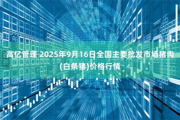 高亿管理 2025年9月16日全国主要批发市场猪肉(白条猪)价格行情