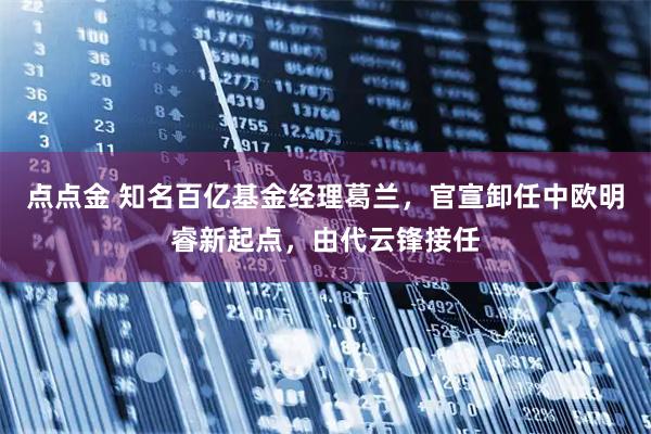 点点金 知名百亿基金经理葛兰，官宣卸任中欧明睿新起点，由代云锋接任